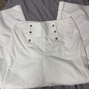 Lauren Ralph Lauren White Wide Leg Pants with Green Label